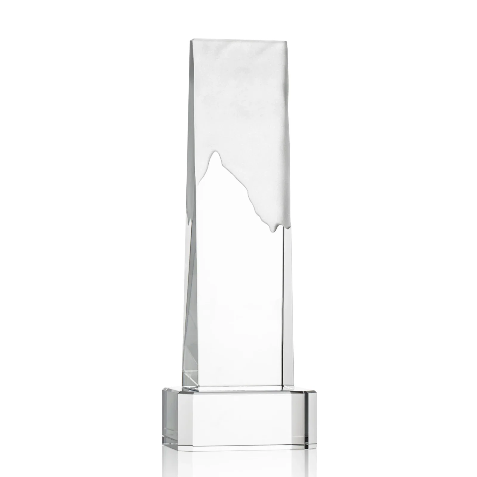 Personalized Optical Crystal Monolith Award with Hand-Carved Mountainscape, awards for team milestone celebrations