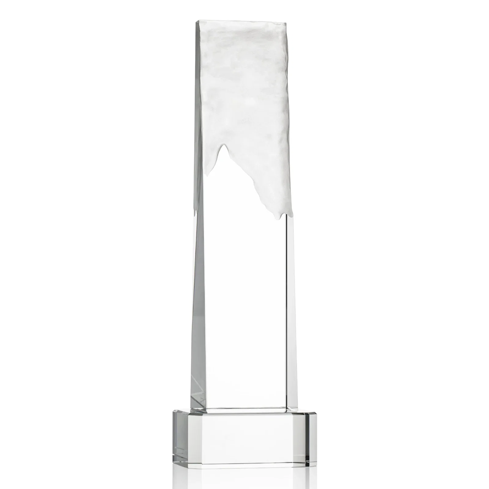 Personalized Optical Crystal Monolith Award with Hand-Carved Mountainscape, awards for donor appreciation
