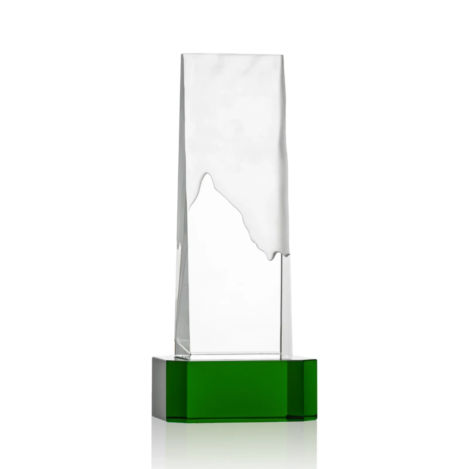 Personalized Optical Crystal Monolith Award with Hand-Carved Mountainscape, awards for graduation ceremonies