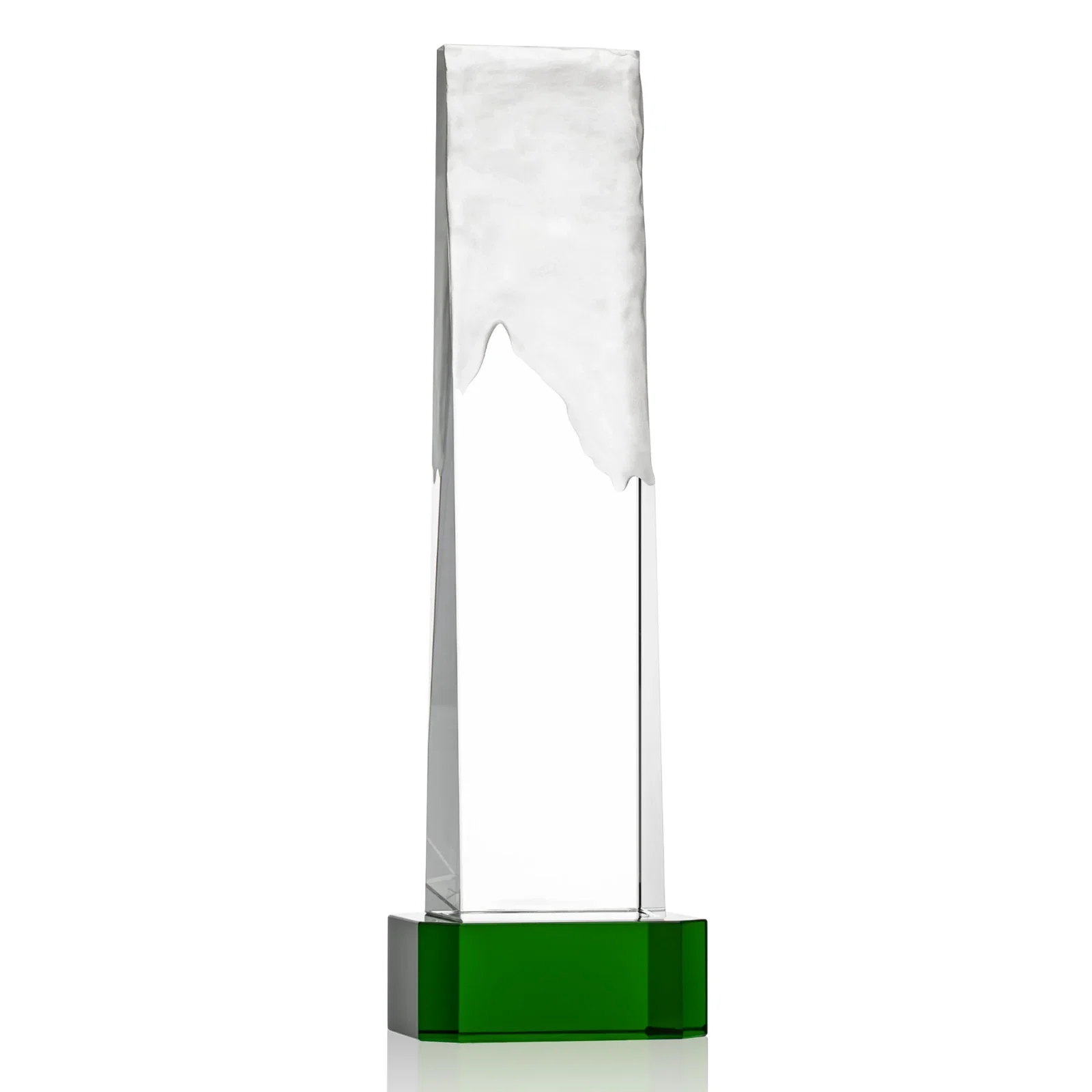 Personalized Optical Crystal Monolith Award with Hand-Carved Mountainscape, awards for volunteer appreciation