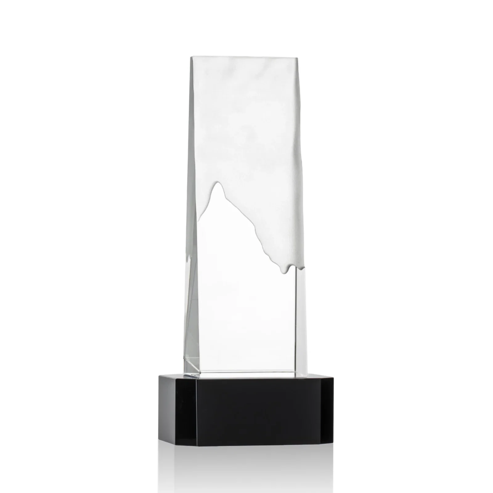 Personalized Optical Crystal Monolith Award with Hand-Carved Mountainscape, awards for dealer and partner awards