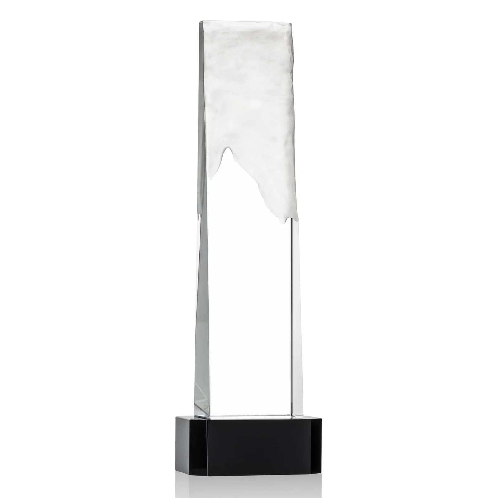 Promotional Optical Crystal Monolith Award with Hand-Carved Mountainscape, awards for employee recognition