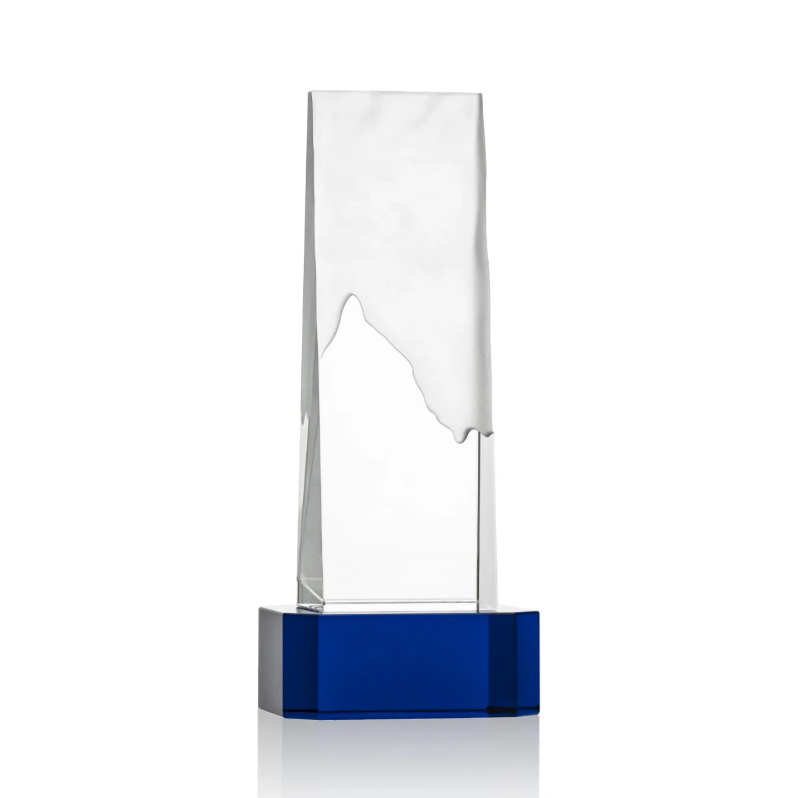 Promotional Optical Crystal Monolith Award with Hand-Carved Mountainscape, awards for corporate award ceremonies