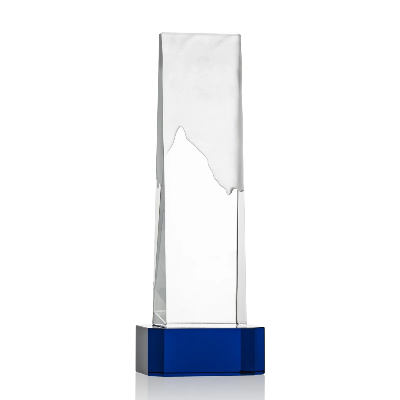 Promotional Optical Crystal Monolith Award with Hand-Carved Mountainscape, awards for service anniversary gifts