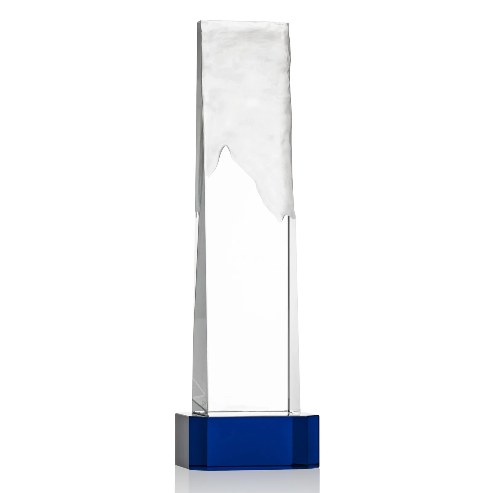 Promotional Optical Crystal Monolith Award with Hand-Carved Mountainscape, awards for sales achievement awards