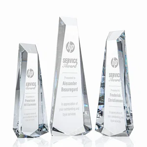 Optical Crystal Obelisk Award With Continuous Faceted Sides