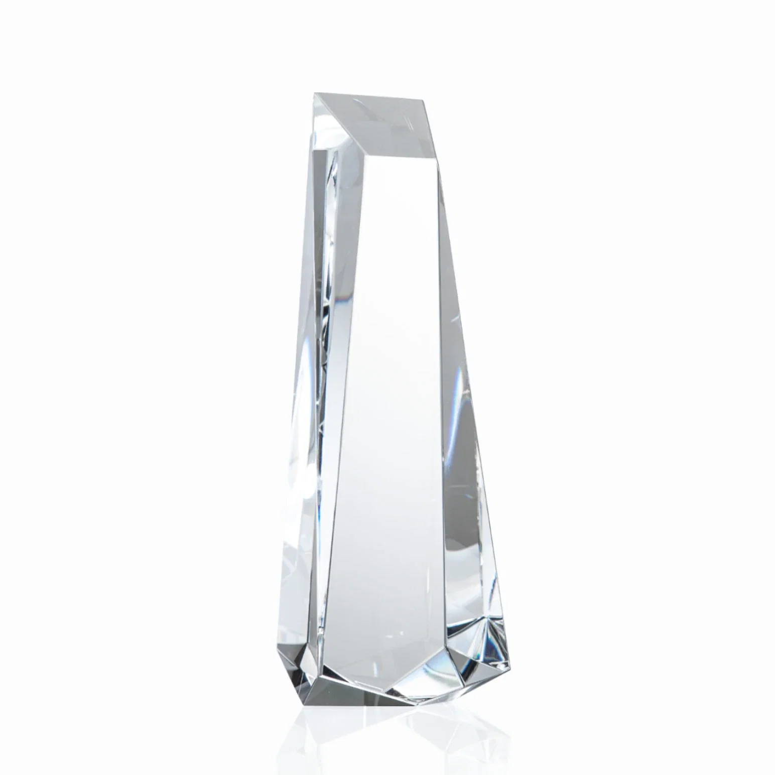 Custom Optical Crystal Obelisk Award With Continuous Faceted Sides for safety achievement programs
