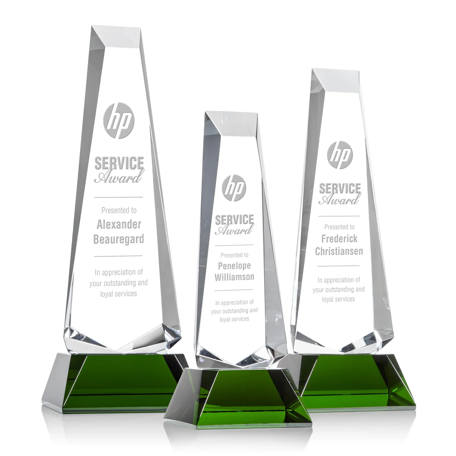 Custom Optical Crystal Obelisk Award With a Continuous Faceted Cut for employee recognition