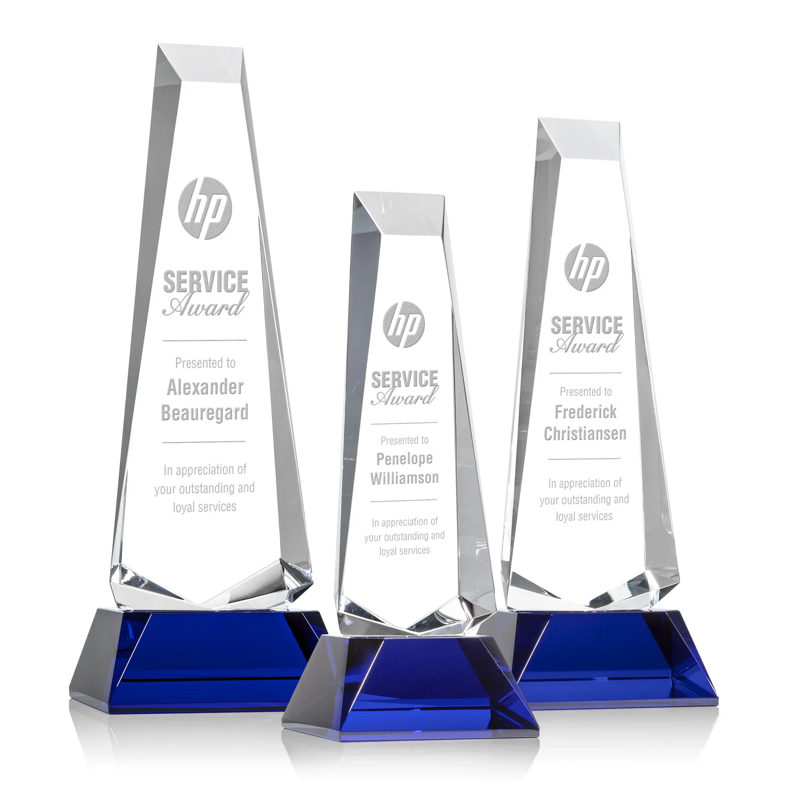 Personalized Optical Crystal Obelisk Award With a Continuous Faceted Cut for employee recognition