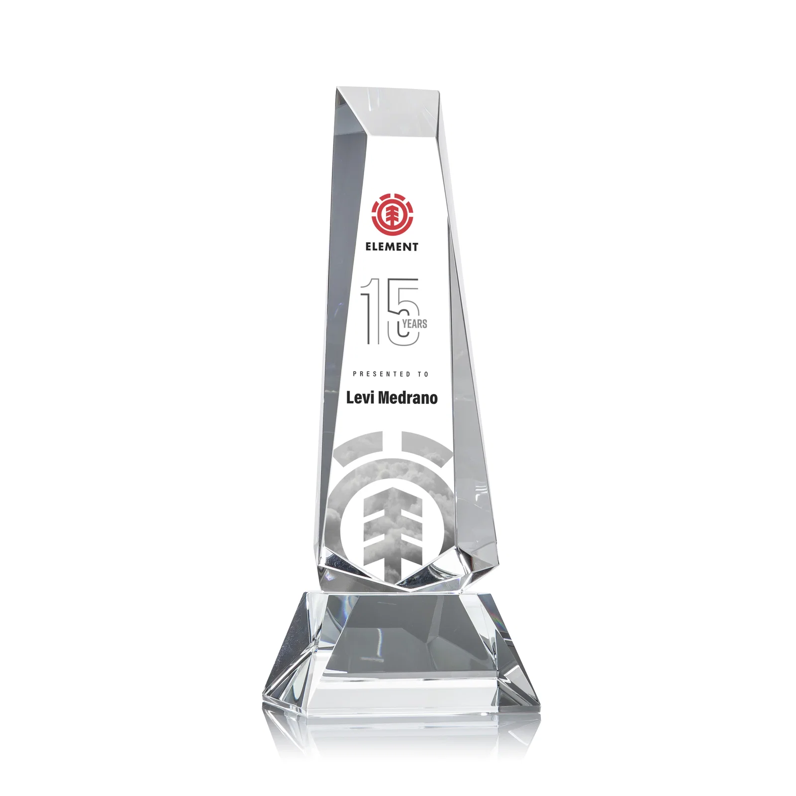 Personalized Optical Crystal Obelisk Award With a Continuous Faceted Cut for team milestone celebrations