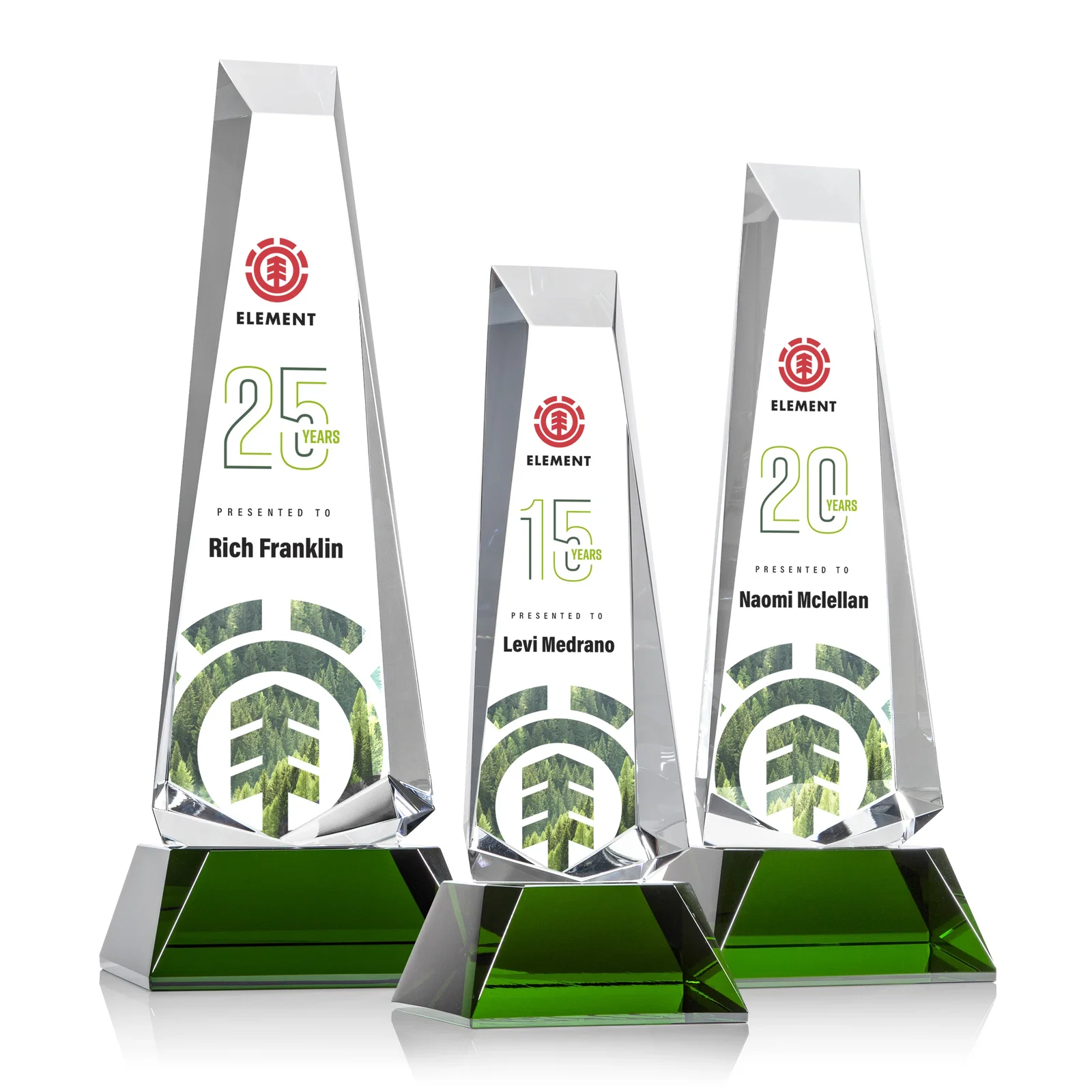 Personalized Optical Crystal Obelisk Award With a Continuous Faceted Cut for safety achievement programs