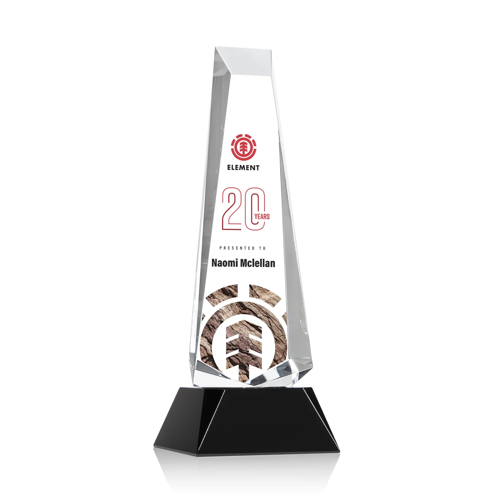 Promotional Optical Crystal Obelisk Award With a Continuous Faceted Cut for service anniversary gifts