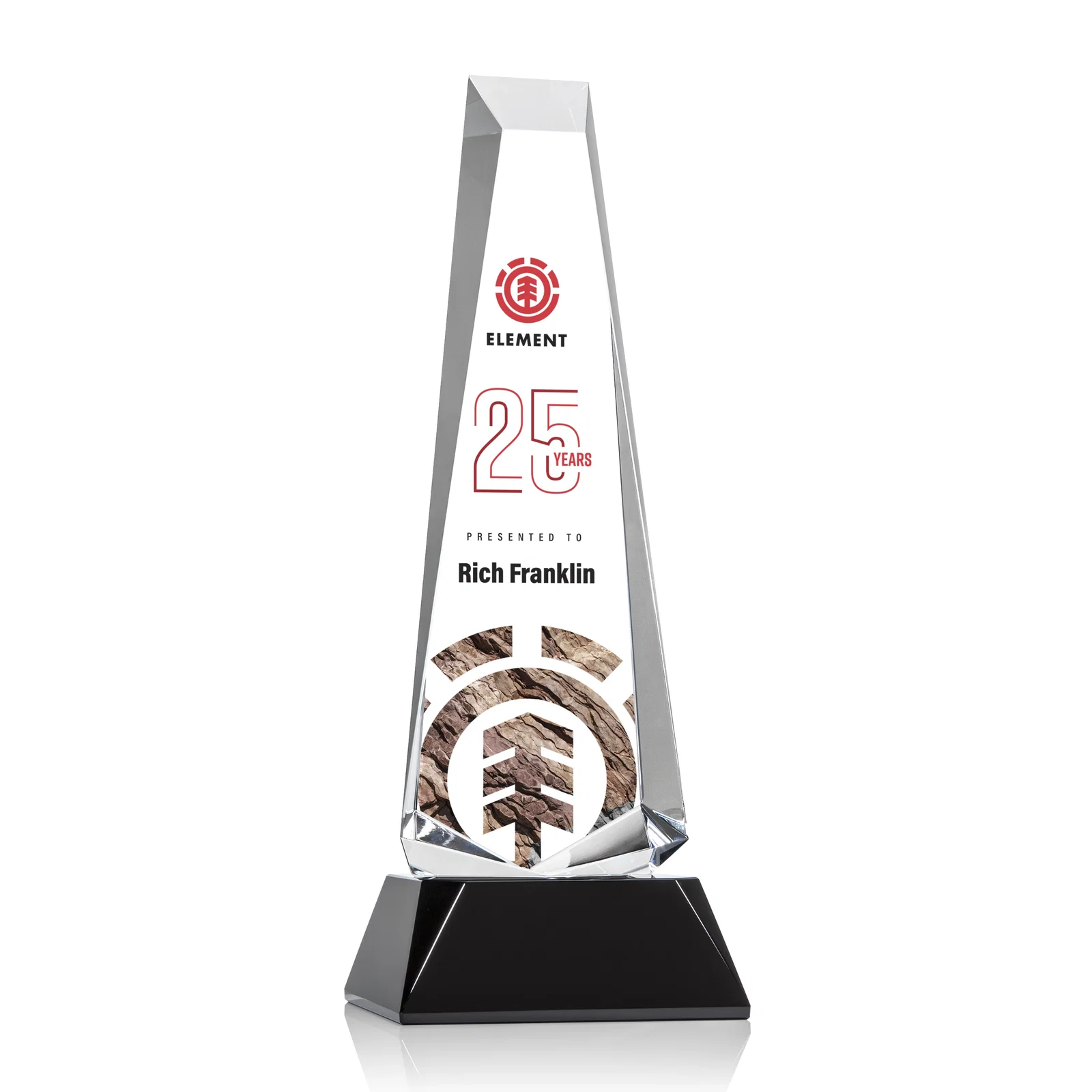 Promotional Optical Crystal Obelisk Award With a Continuous Faceted Cut for sales achievement awards