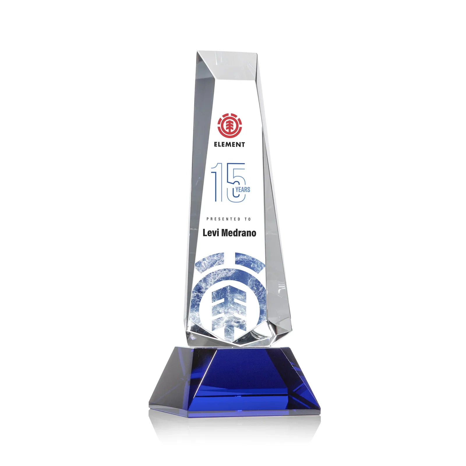 Promotional Optical Crystal Obelisk Award With a Continuous Faceted Cut for team milestone celebrations