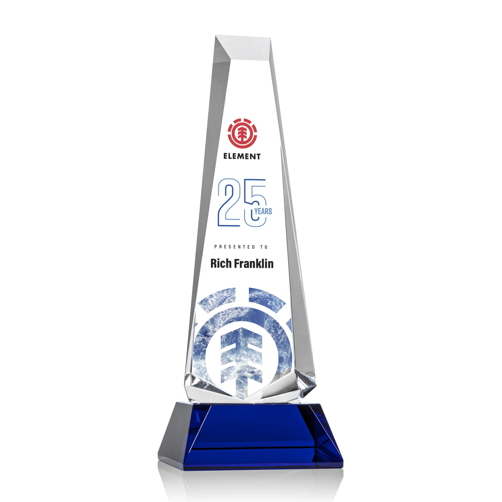 Promotional Optical Crystal Obelisk Award With a Continuous Faceted Cut for graduation ceremonies