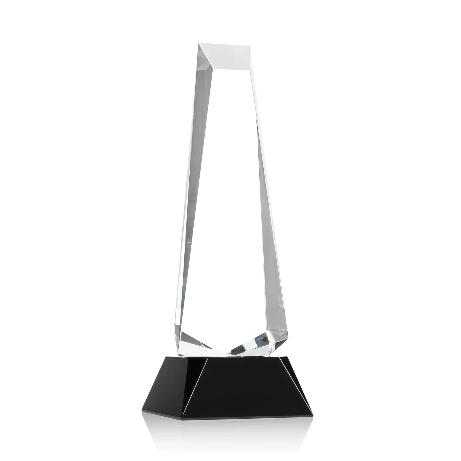 Branded Optical Crystal Obelisk Award With a Continuous Faceted Cut for sales achievement awards