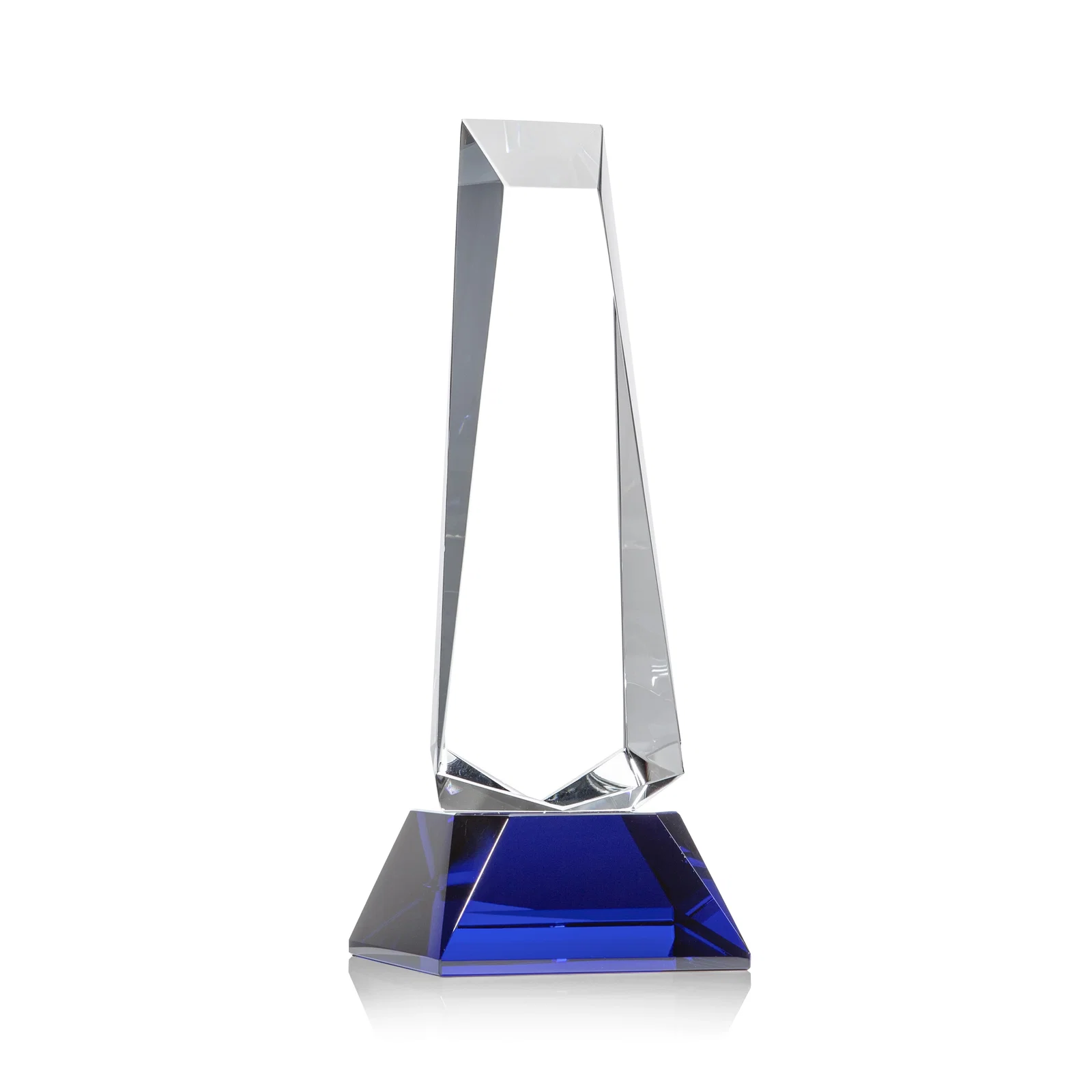 Branded Optical Crystal Obelisk Award With a Continuous Faceted Cut for team milestone celebrations