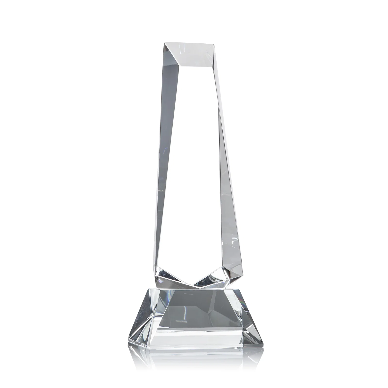 Branded Optical Crystal Obelisk Award With a Continuous Faceted Cut for safety achievement programs
