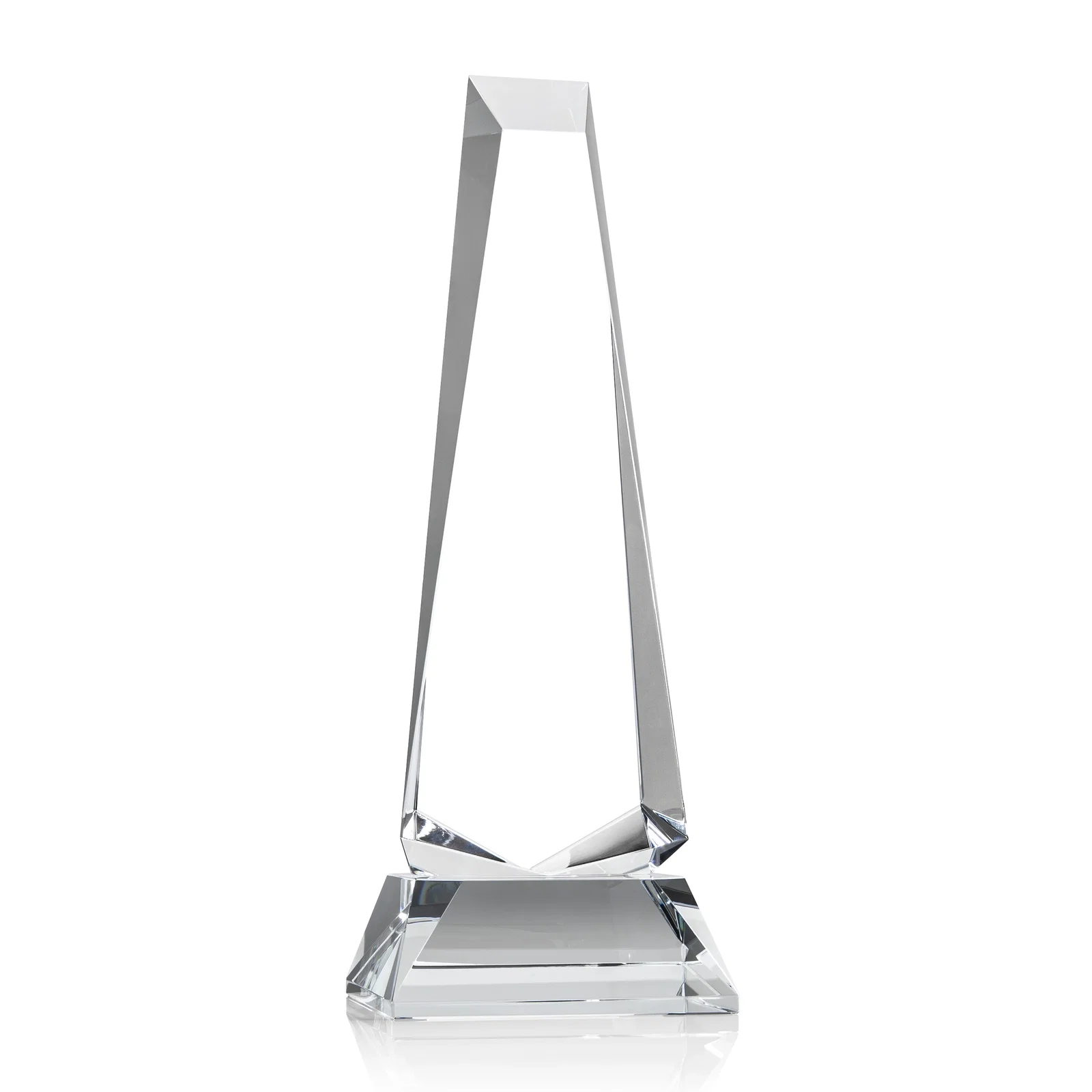 Branded Optical Crystal Obelisk Award With a Continuous Faceted Cut for dealer and partner awards