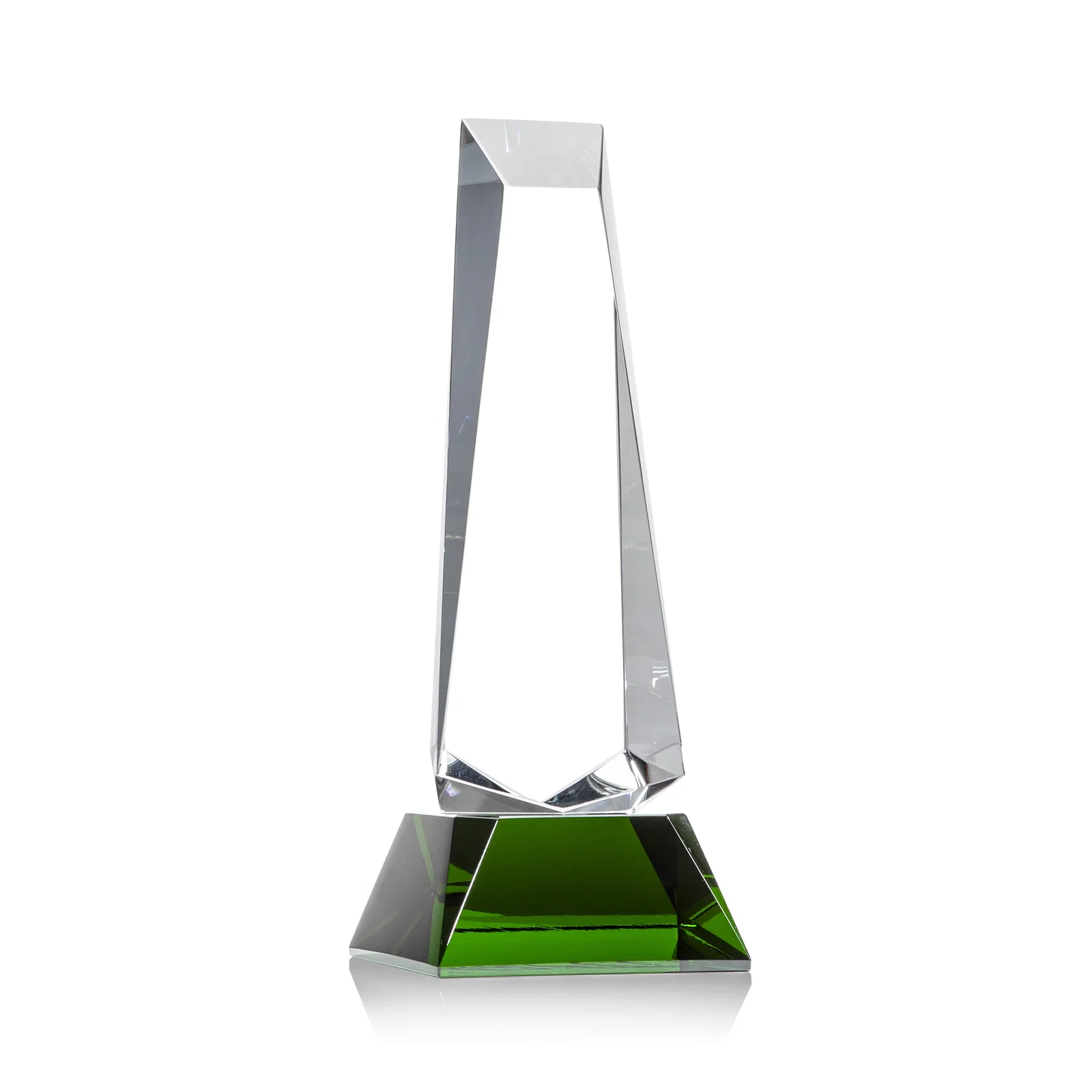 Branded Optical Crystal Obelisk Award With a Continuous Faceted Cut for company anniversary events