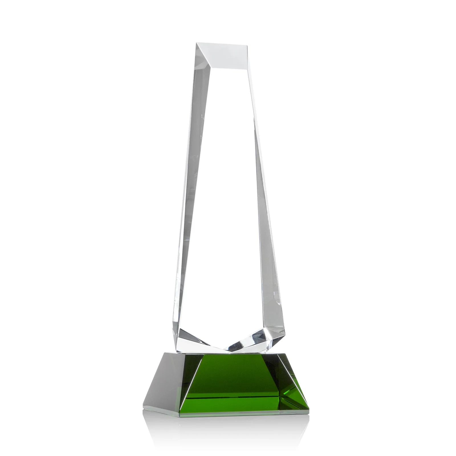 Custom printed Optical Crystal Obelisk Award With a Continuous Faceted Cut for employee recognition