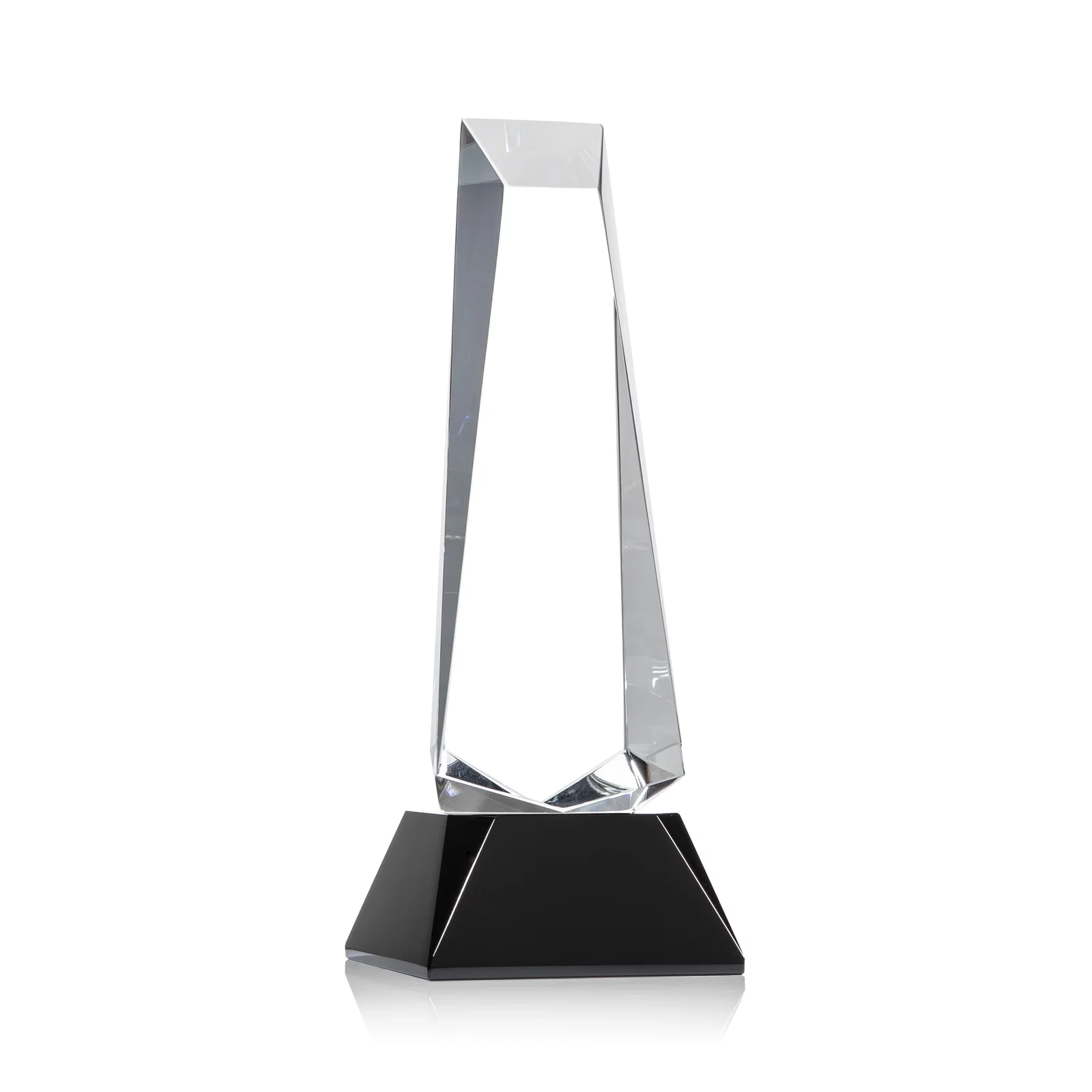 Custom printed Optical Crystal Obelisk Award With a Continuous Faceted Cut for service anniversary gifts
