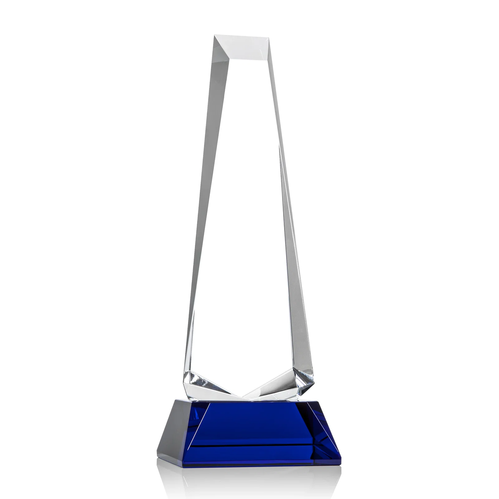 Custom printed Optical Crystal Obelisk Award With a Continuous Faceted Cut for graduation ceremonies