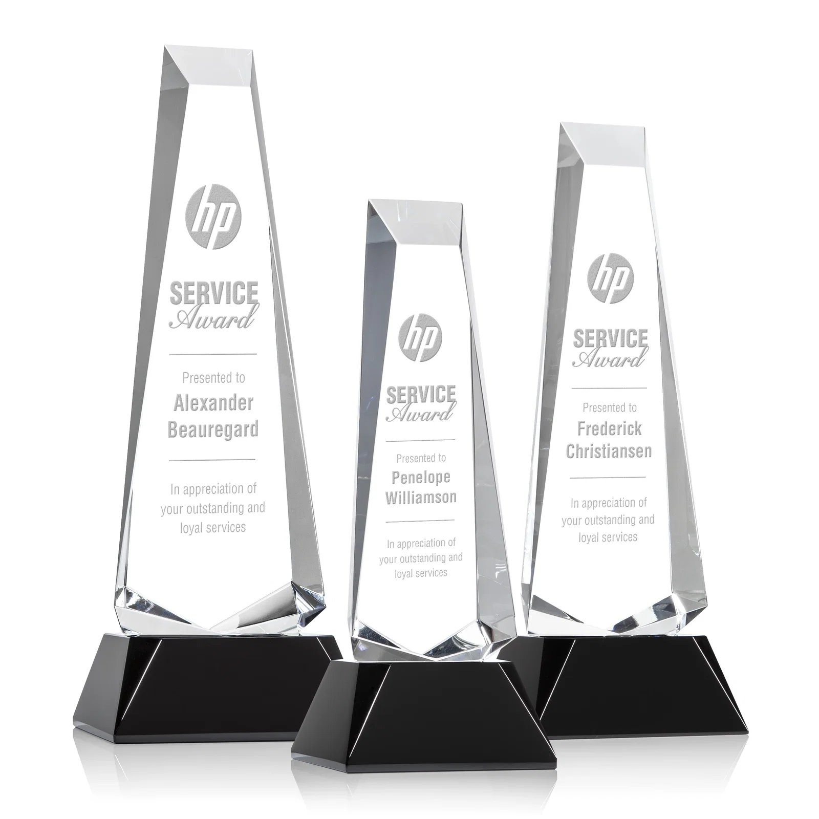 Custom Optical Crystal Obelisk Award With a Continuous Faceted Cut for safety achievement programs