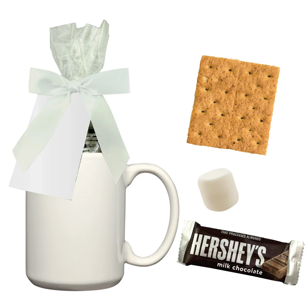 Bow tied around the packaged snack inside the drinkware