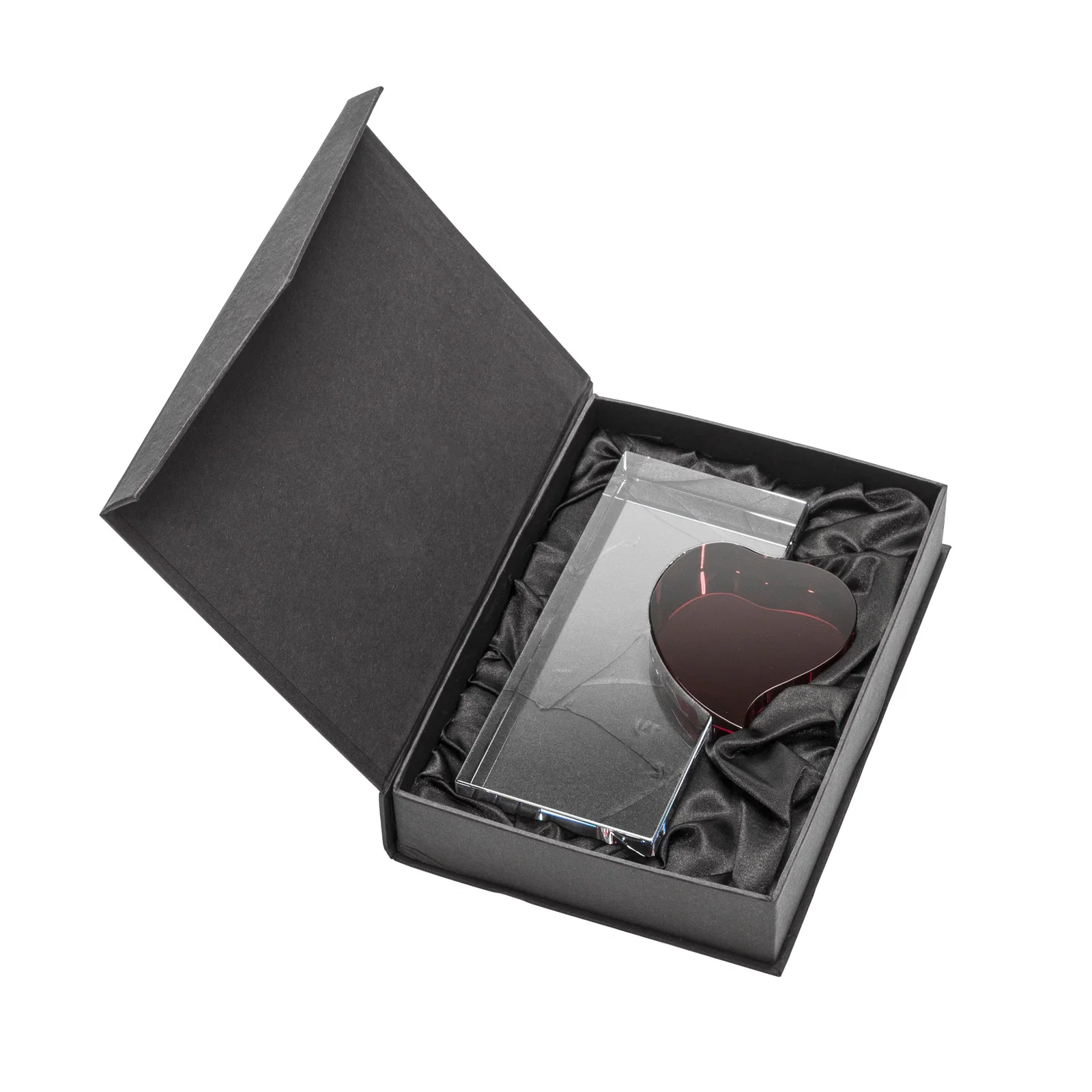 Custom Optical Crystal Award With a Red Heart Accent, awards for corporate award ceremonies