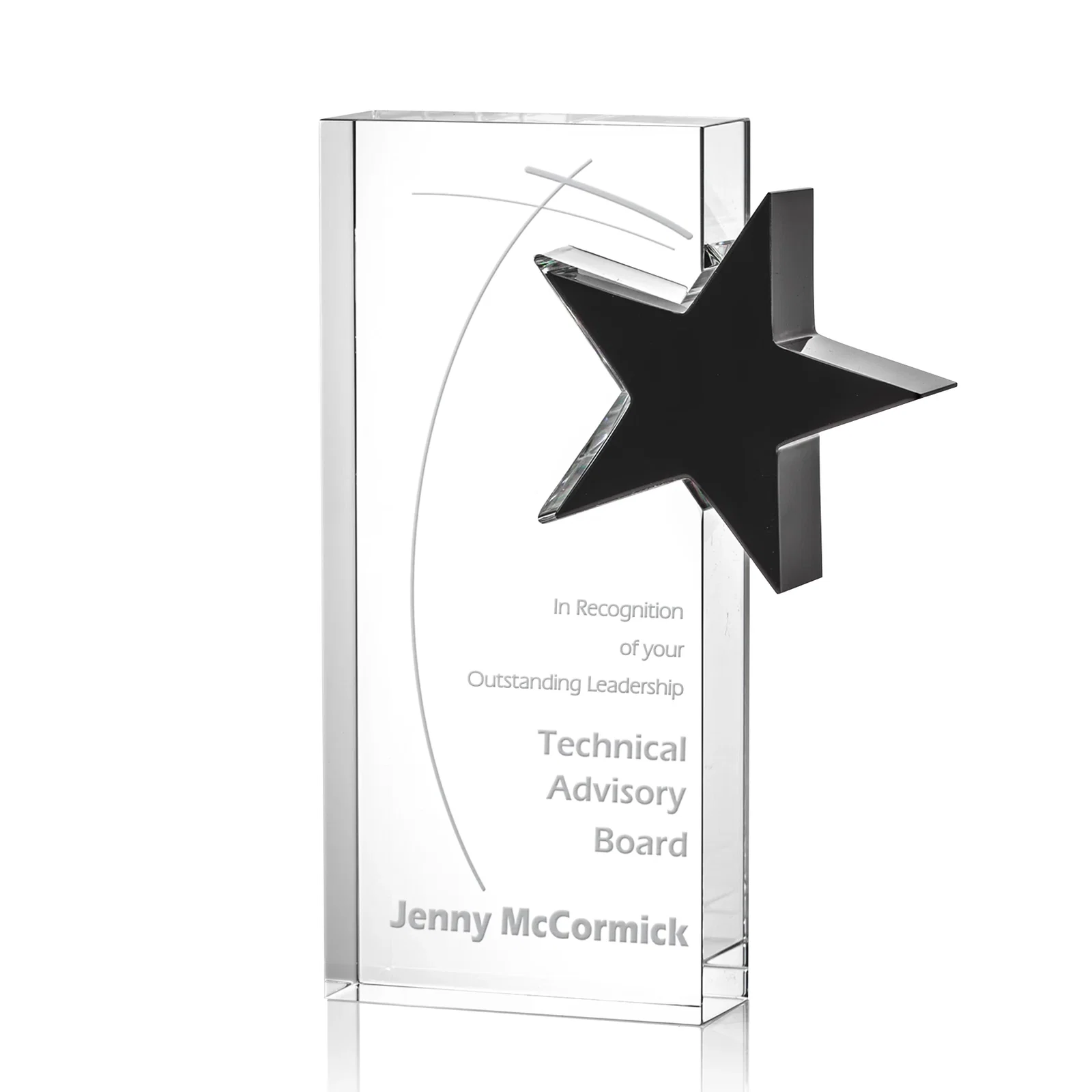 Custom Optical Crystal Award With a Star-Shaped Cutout for corporate award ceremonies