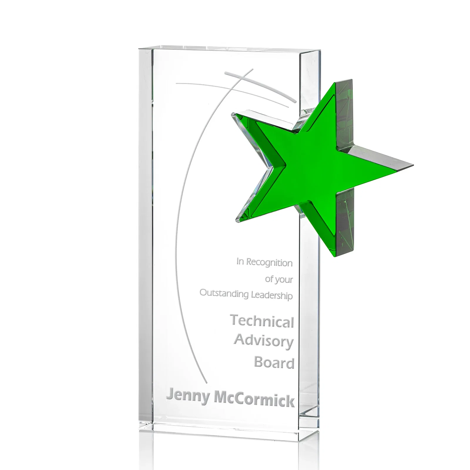 Custom Optical Crystal Award With a Star-Shaped Cutout for sales achievement awards