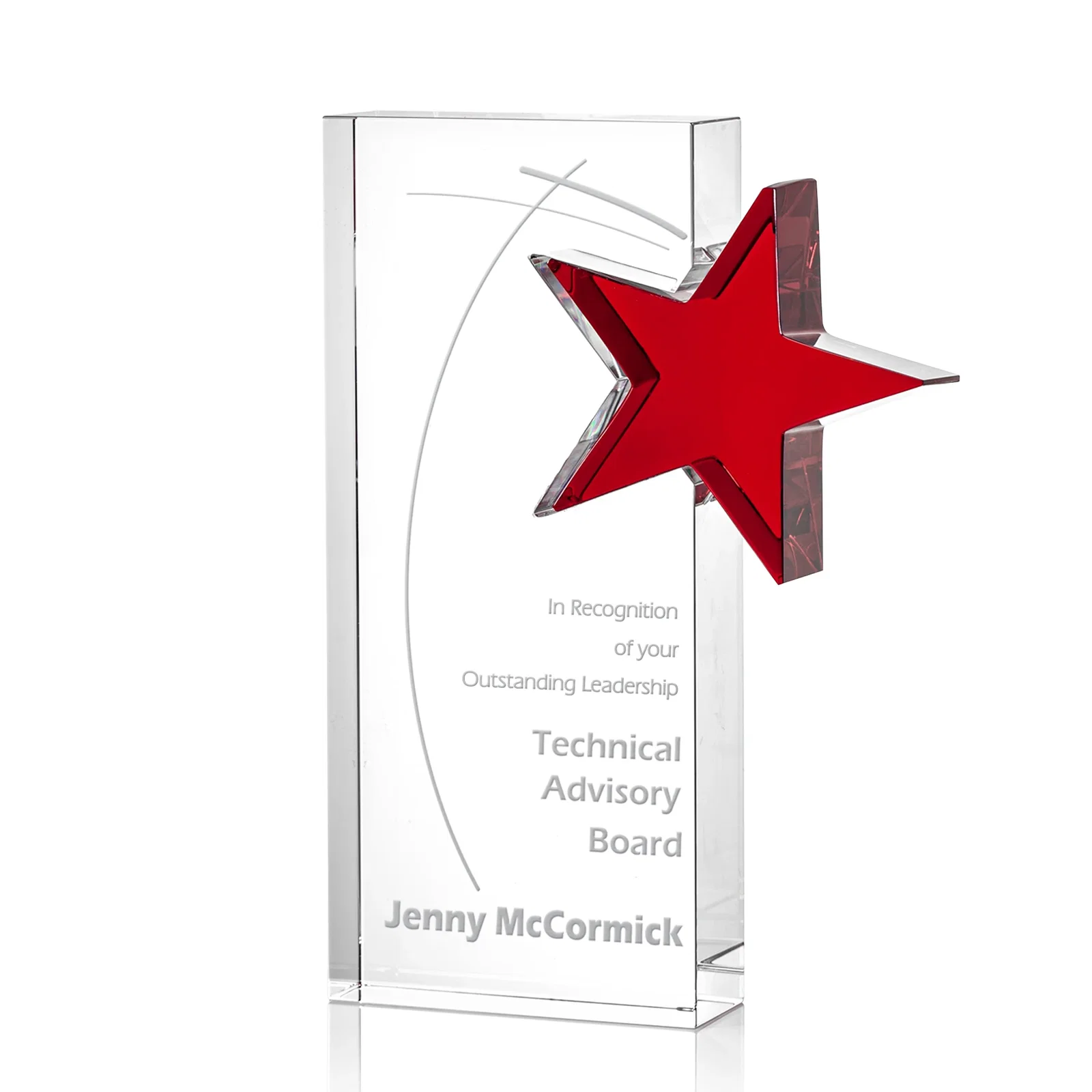 Custom Optical Crystal Award With a Star-Shaped Cutout for team milestone celebrations