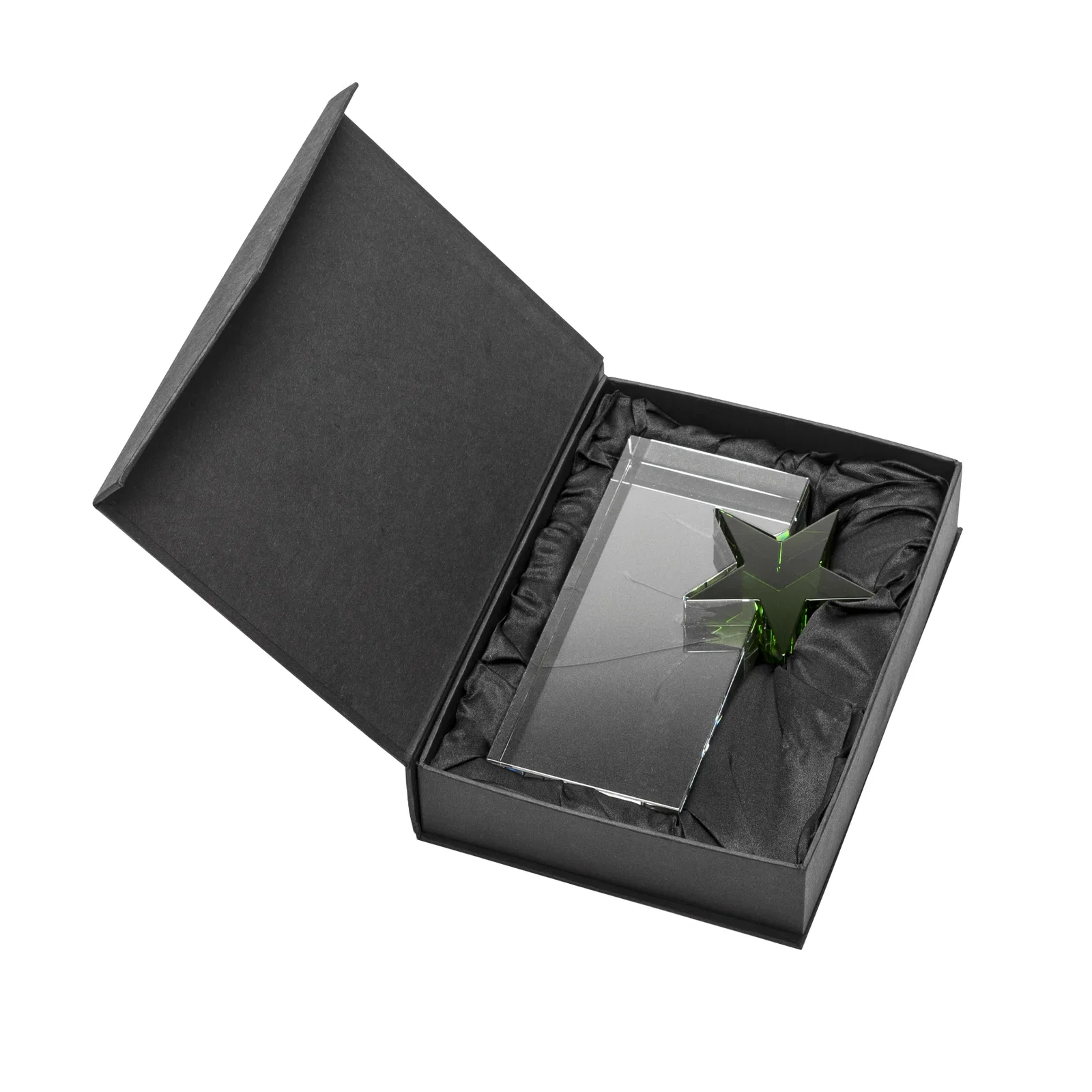 Custom Optical Crystal Award With a Star-Shaped Cutout for donor appreciation