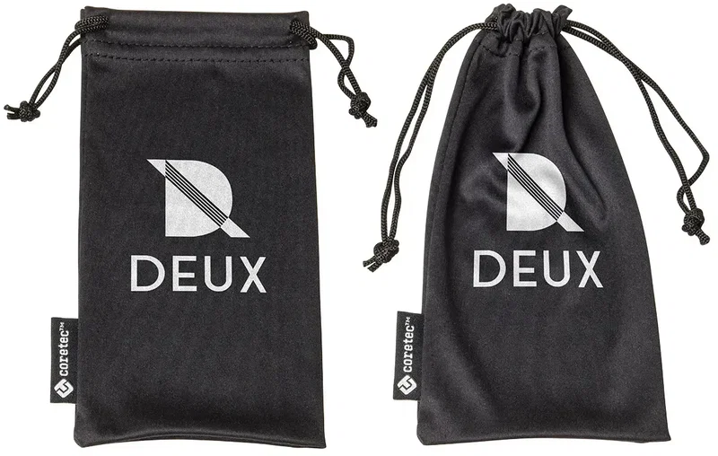 Sable microfiber drawstring pouch, custom branded 180GSM lens-cleaning pouch, hero view with logo