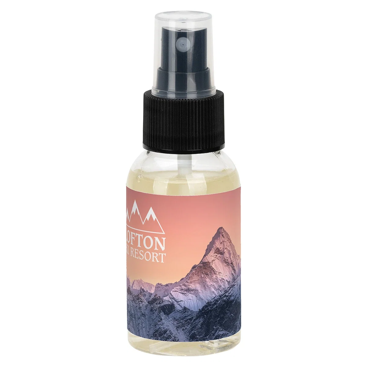 Custom Sachet Wrinkle Release Spray, front view of the branded spray bottle