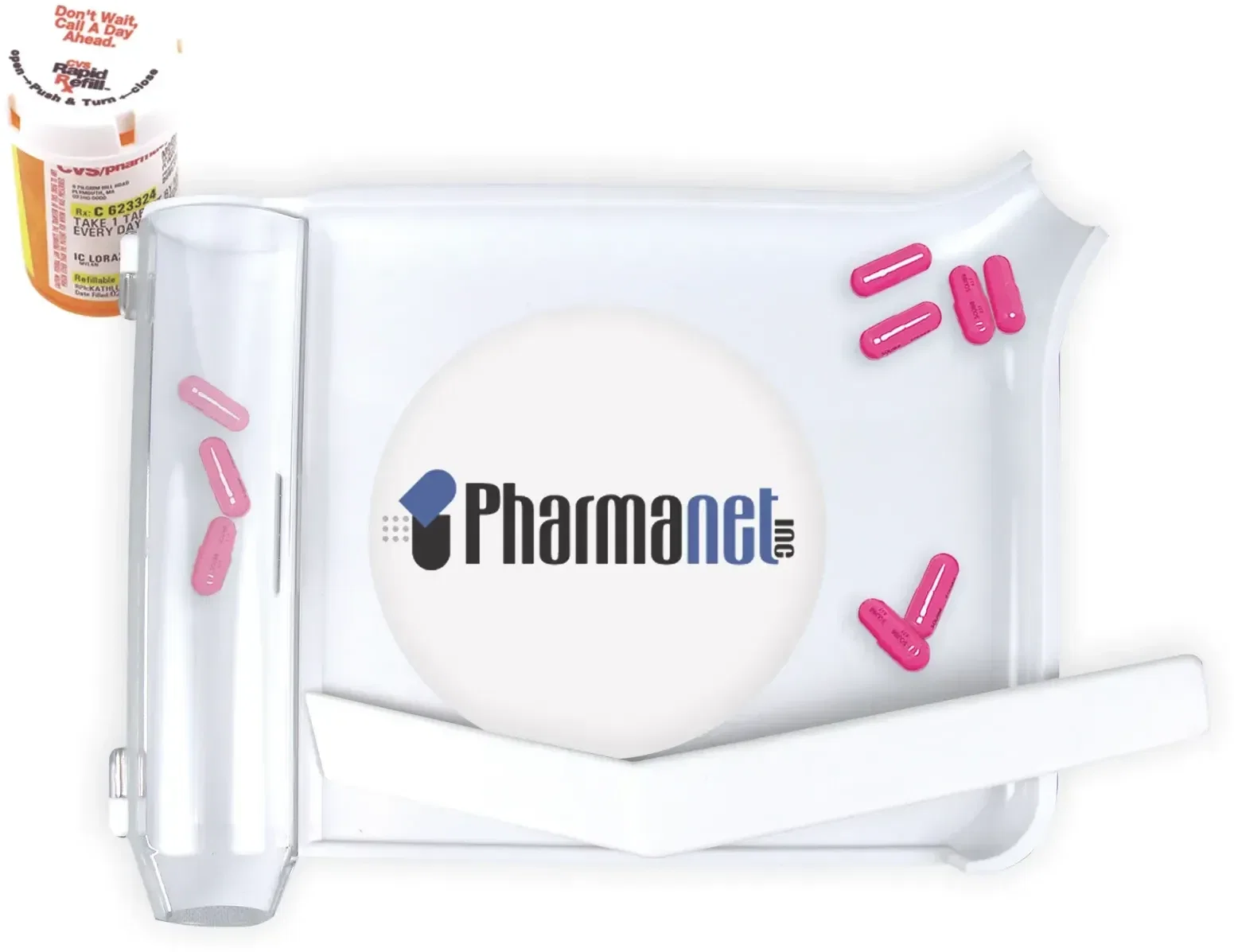 Safe'n Easy Pill Counter Tray. Plastic pill counter tray with spatula for pharmacy and clinic dispensing, view 3