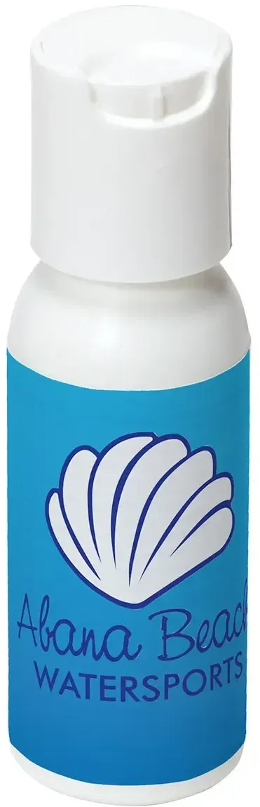Custom Safeguard squeeze bottle SPF 30 sunscreen with full-color logo label