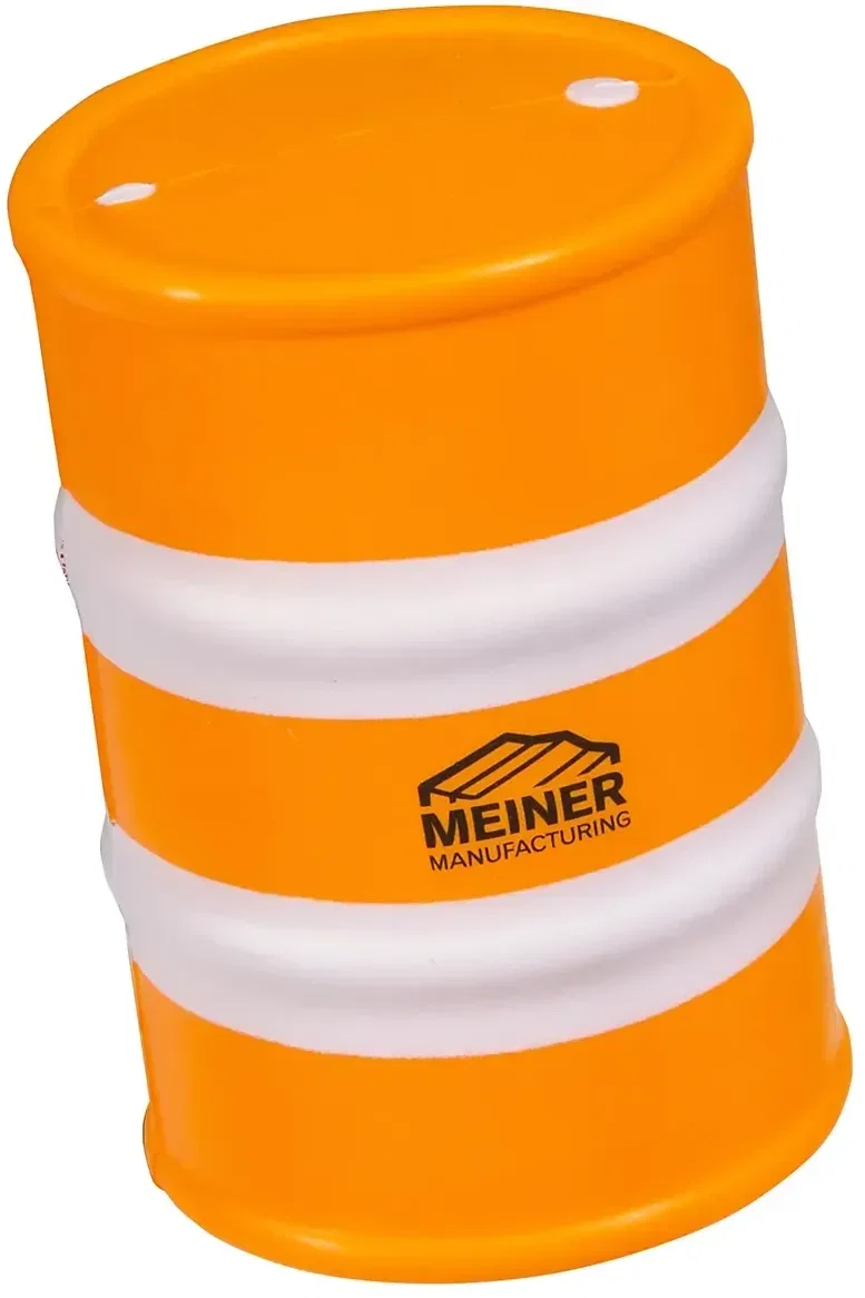 Safety Barrel Stress Reliever, custom road-barrel foam squeeze toy for branded safety logo giveaways