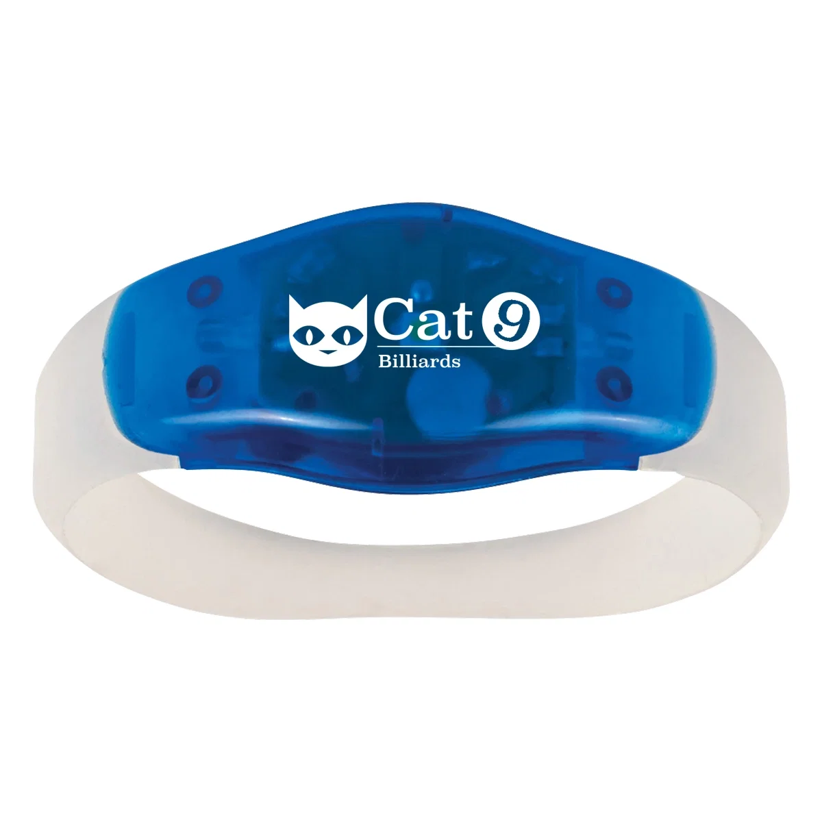 Clear band with blue trim shown fastened
