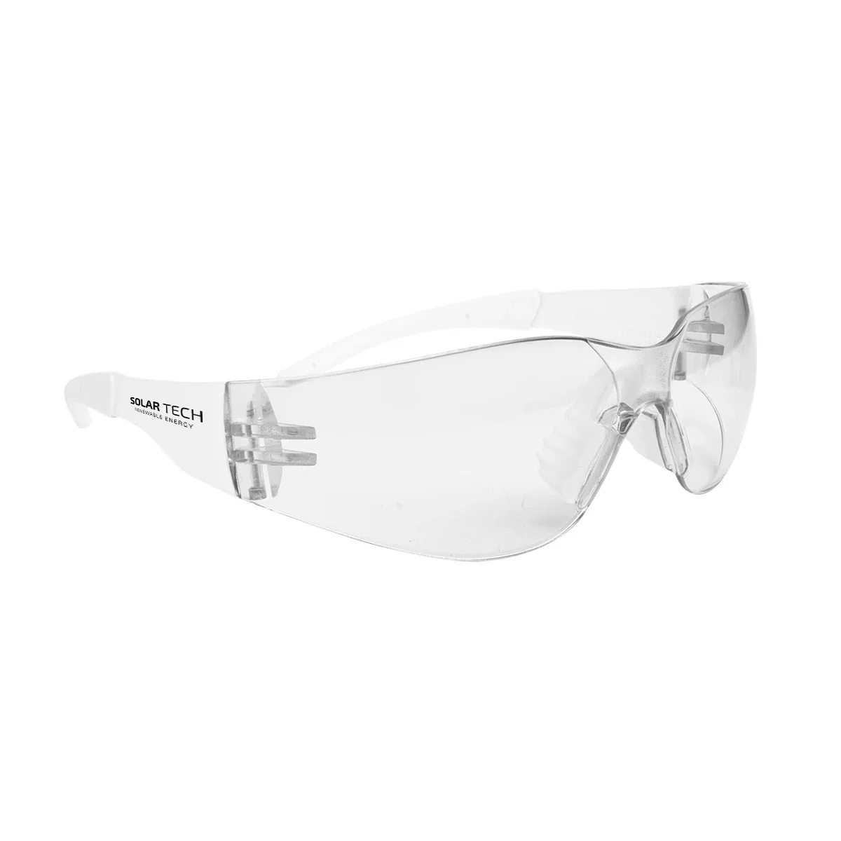 Amber tinted lenses paired with a white frame