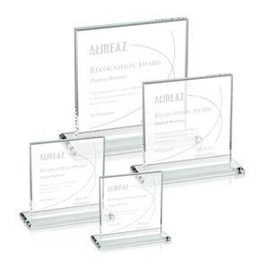 Starfire Crystal Square Award, Flat Pane on a Colored Flat-Edge Base