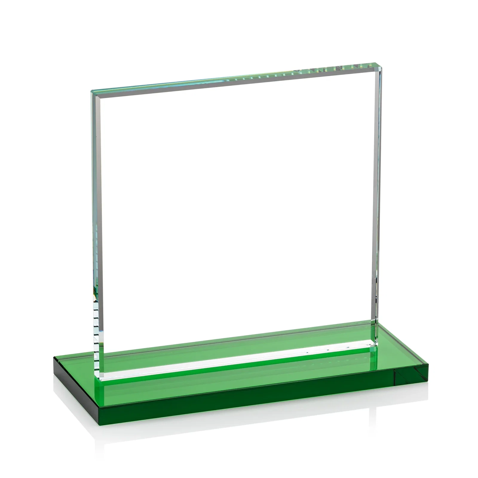 Personalized Starfire Crystal Square Award, Flat Pane on a Colored Flat-Edge Base, awards, with your logo for retirement presentations
