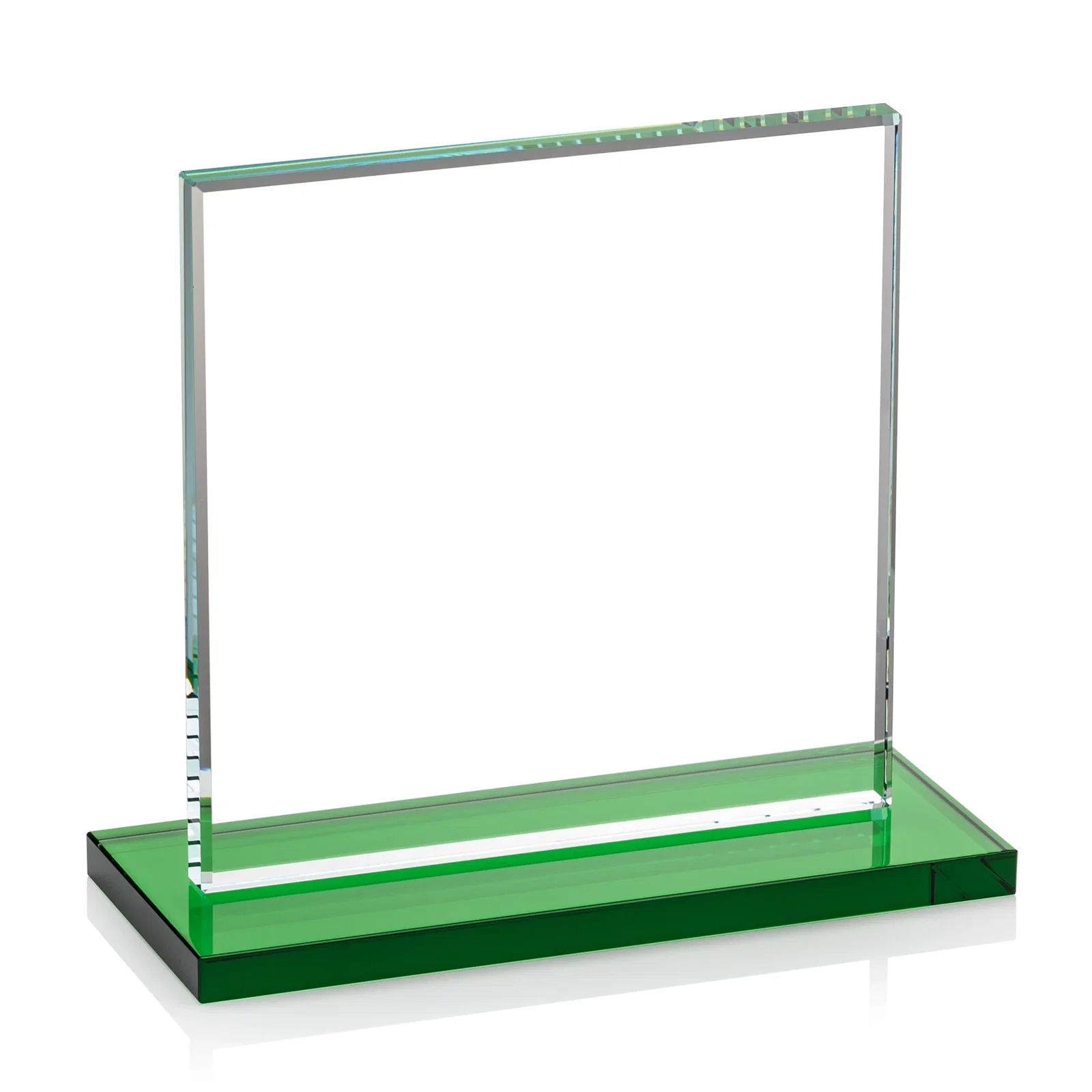 Personalized Starfire Crystal Square Award, Flat Pane on a Colored Flat-Edge Base, awards, with your logo for donor appreciation