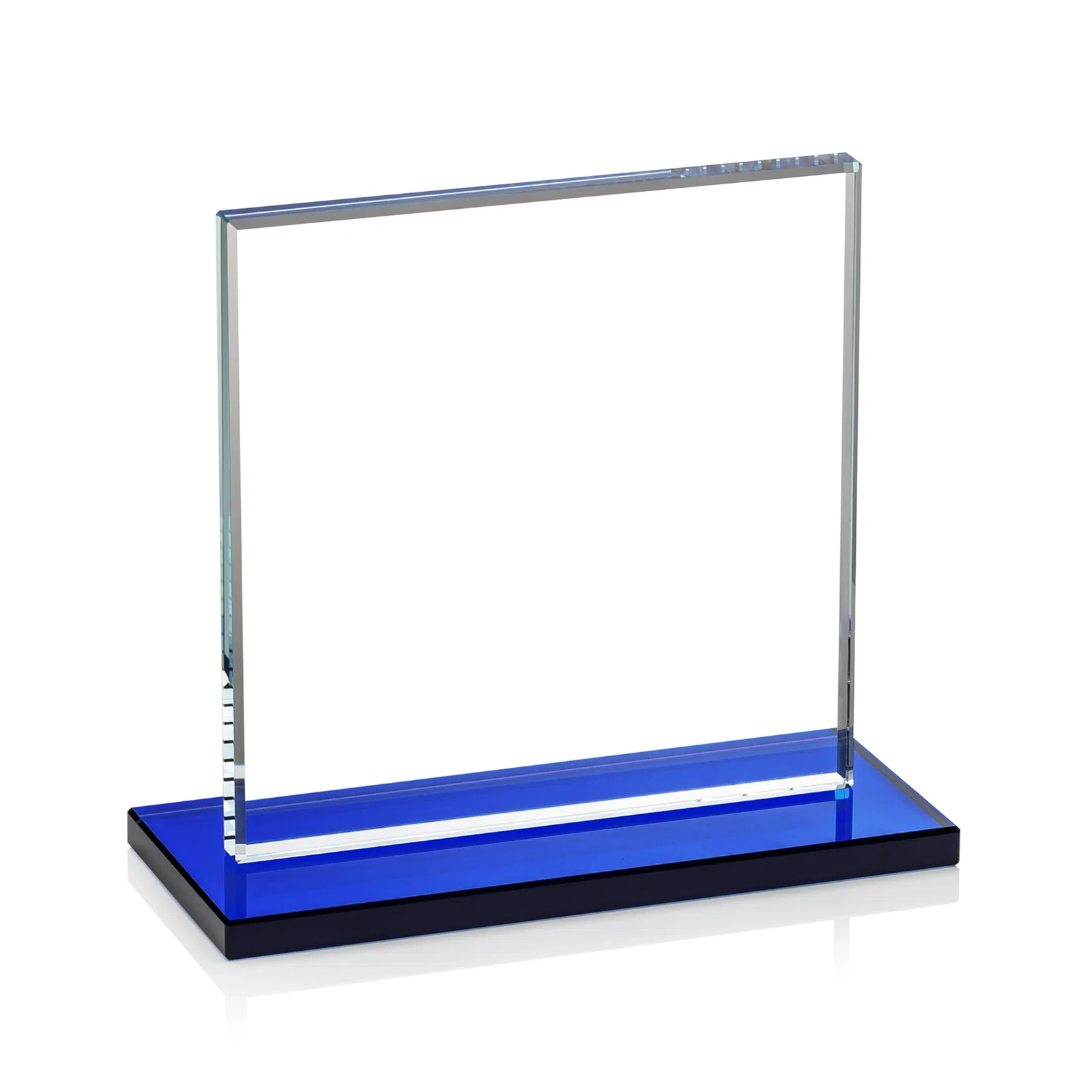 Personalized Starfire Crystal Square Award, Flat Pane on a Colored Flat-Edge Base, awards, with your logo for company anniversary events