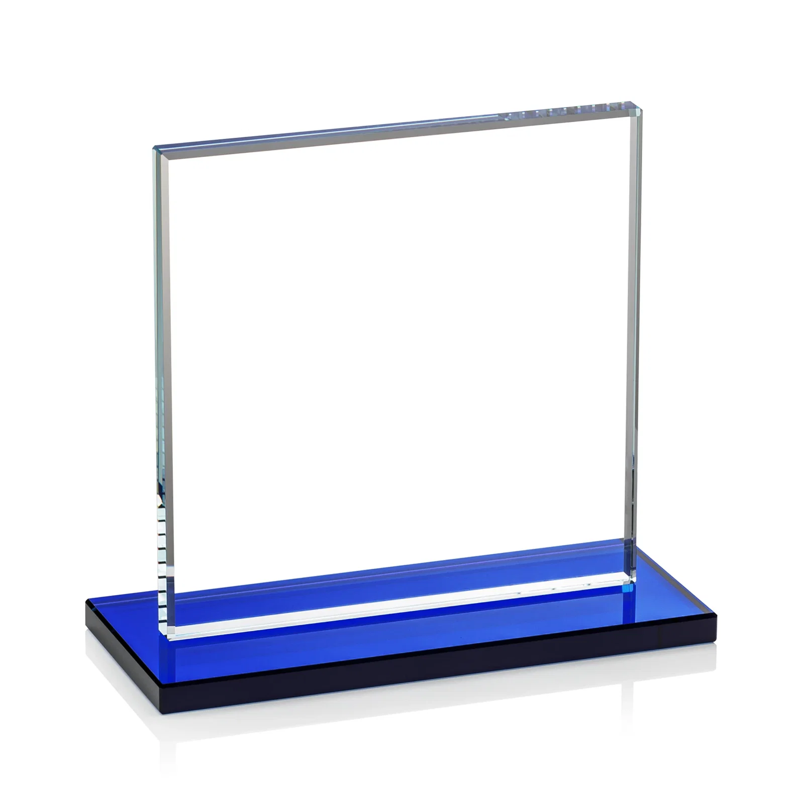 Promotional Starfire Crystal Square Award, Flat Pane on a Colored Flat-Edge Base, awards, with your logo for employee recognition