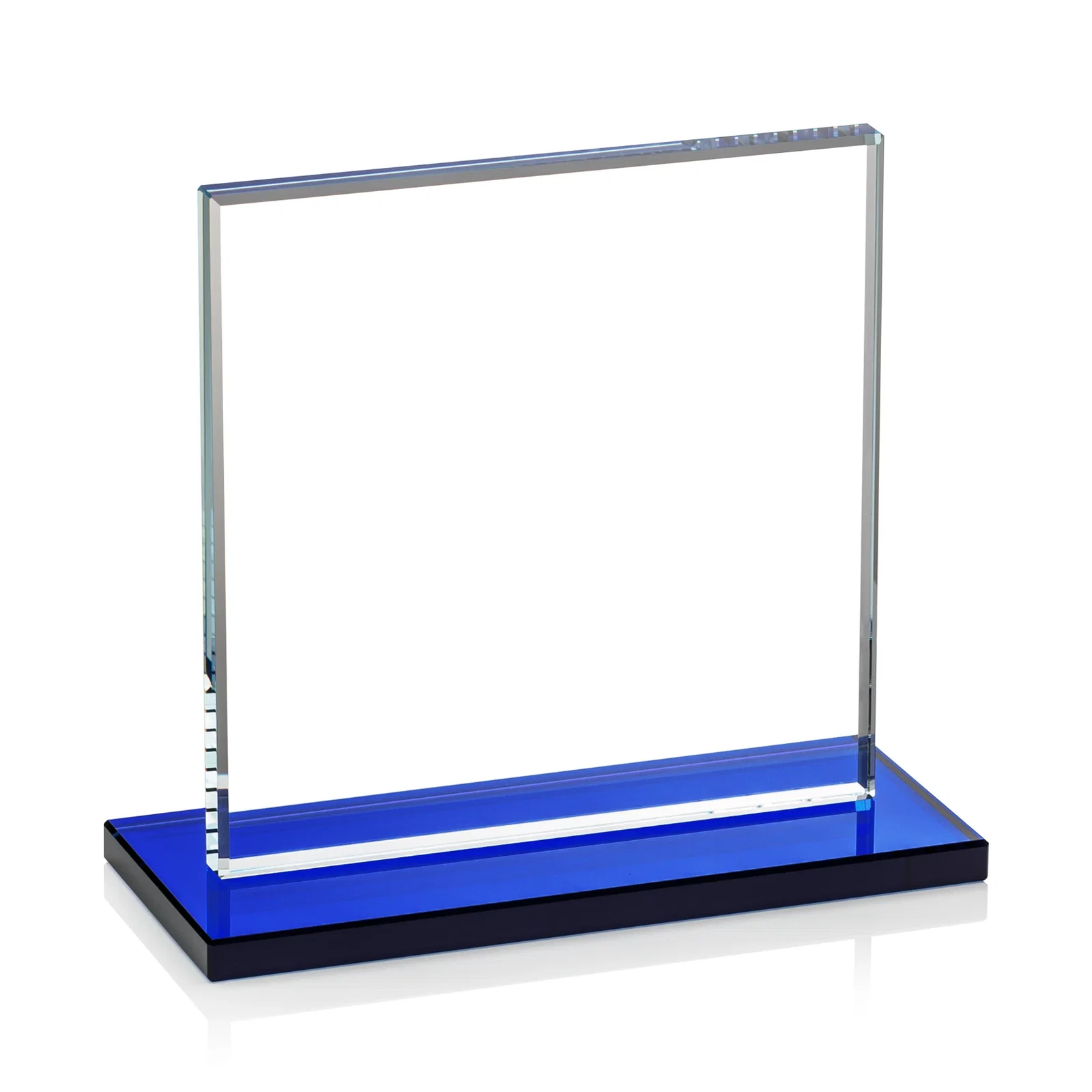 Promotional Starfire Crystal Square Award, Flat Pane on a Colored Flat-Edge Base, awards, with your logo for corporate award ceremonies