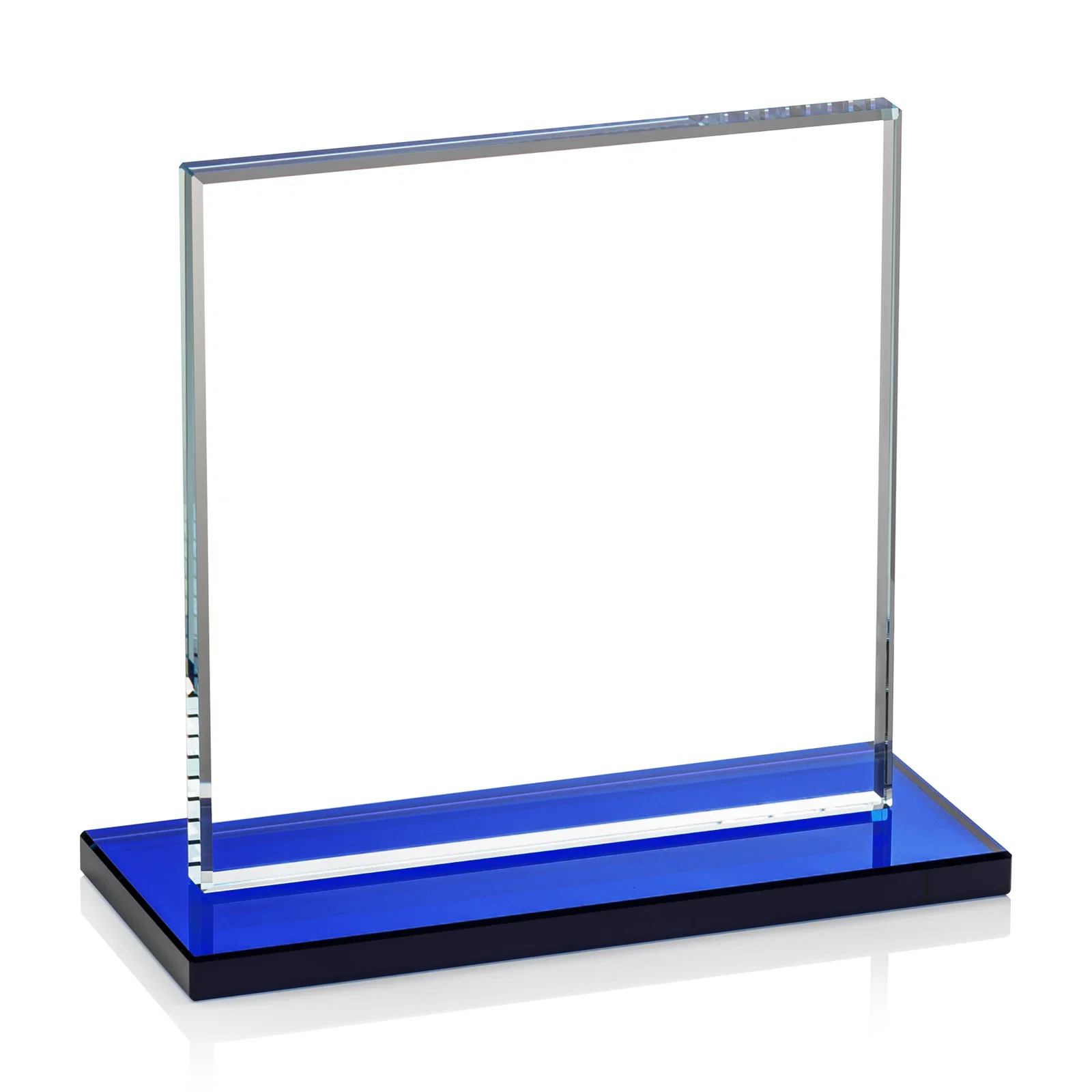 Promotional Starfire Crystal Square Award, Flat Pane on a Colored Flat-Edge Base, awards, with your logo for service anniversary gifts