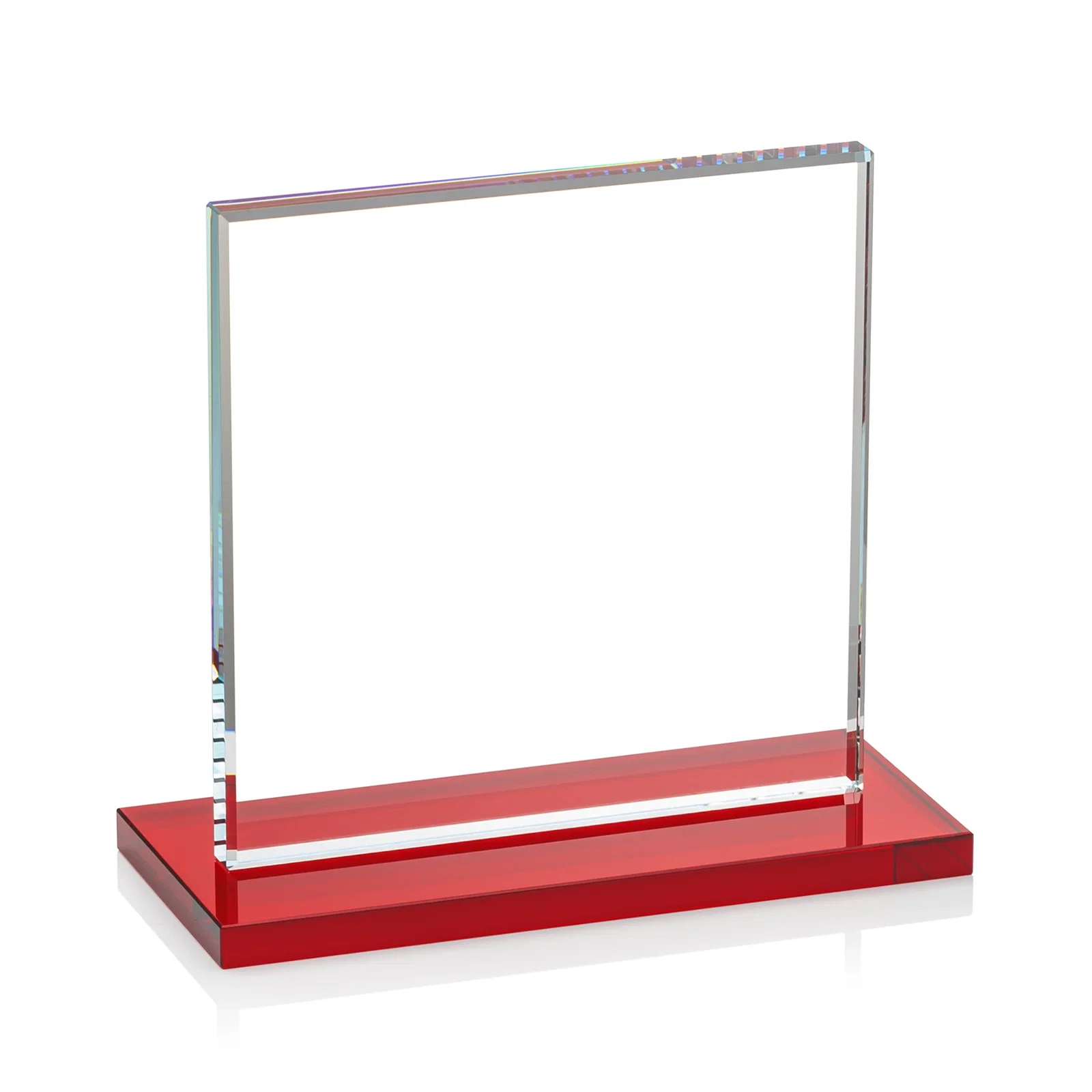 Promotional Starfire Crystal Square Award, Flat Pane on a Colored Flat-Edge Base, awards, with your logo for retirement presentations