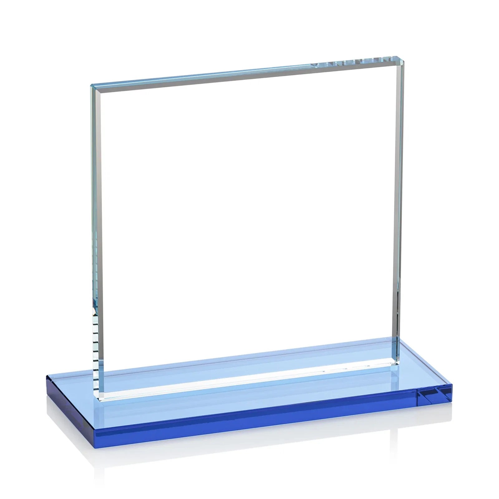 Promotional Starfire Crystal Square Award, Flat Pane on a Colored Flat-Edge Base, awards, with your logo for volunteer appreciation